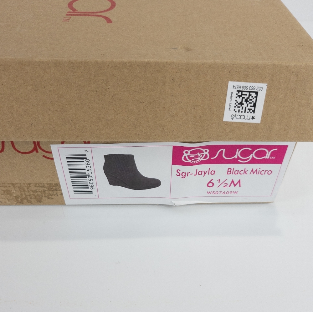 Sugar Jayla Wedge Anklr Booties Black -6.5 - Picture 9 of 9